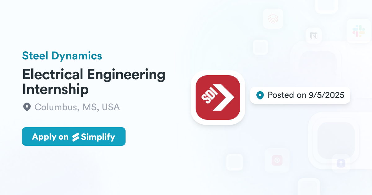 Electrical Engineering Internship Steel Dynamics Simplify Jobs